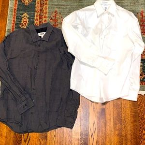 Bundle of 2 dress shirts, white and dark gray